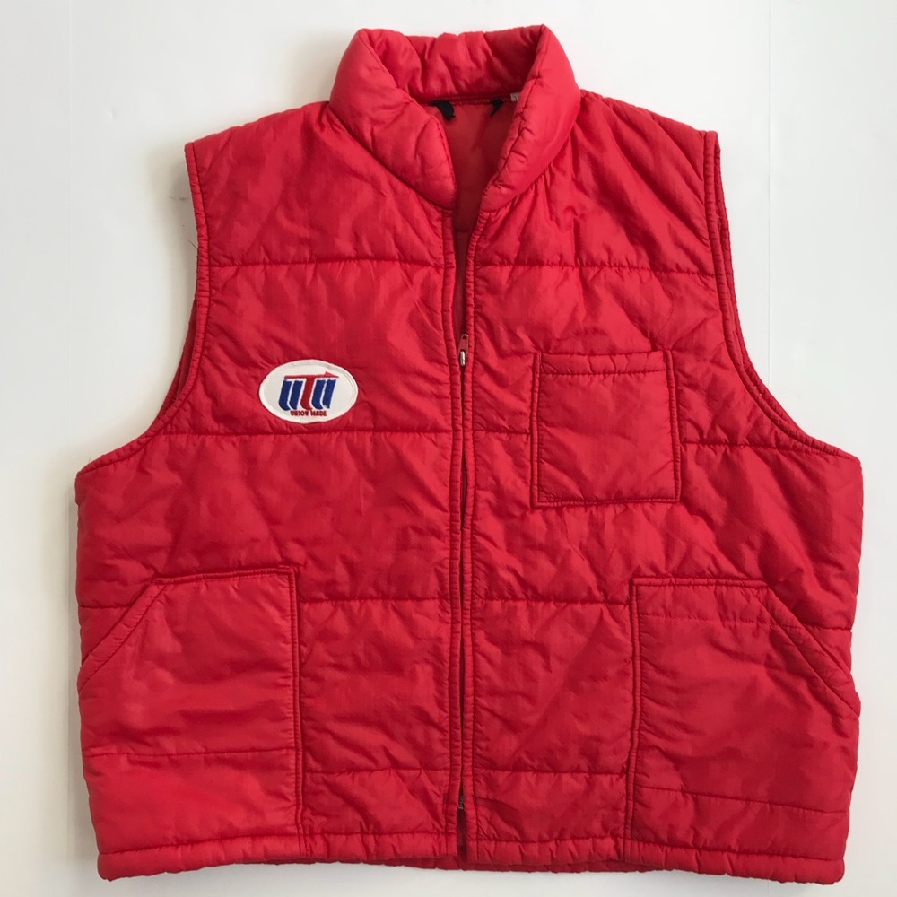 Vintage Union Made Red Quilted Vest XXL